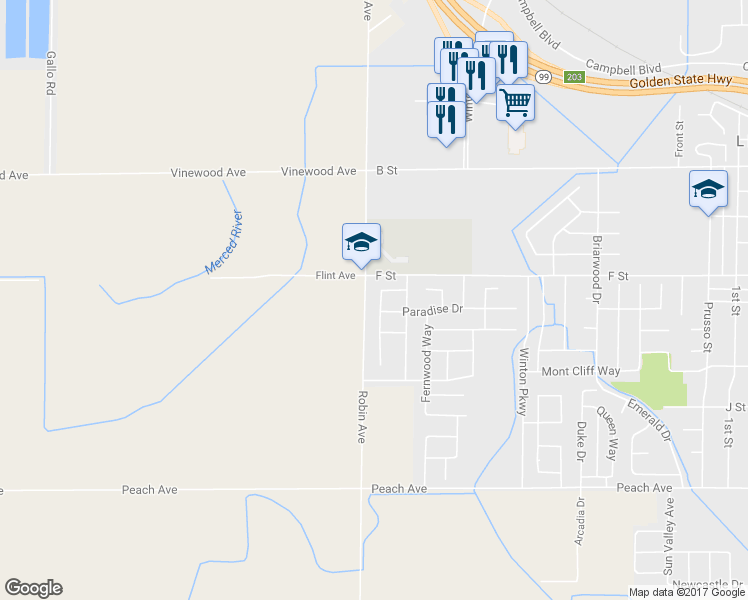 map of restaurants, bars, coffee shops, grocery stores, and more near 963 Talara Drive in Livingston