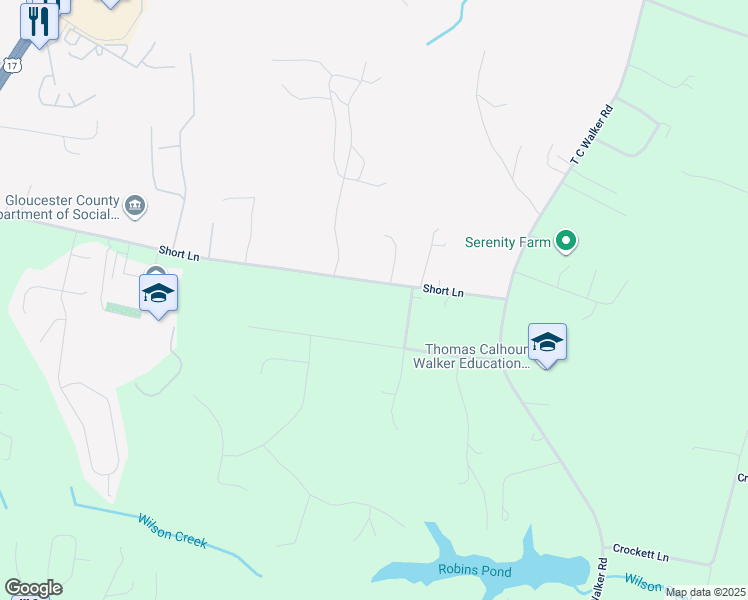 map of restaurants, bars, coffee shops, grocery stores, and more near 6944 Short Lane in Gloucester
