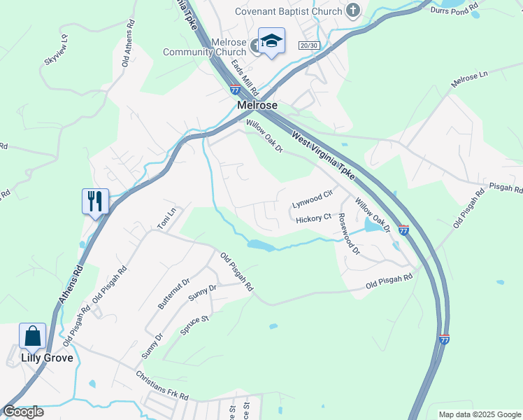 map of restaurants, bars, coffee shops, grocery stores, and more near 124 Teresa Street in Princeton