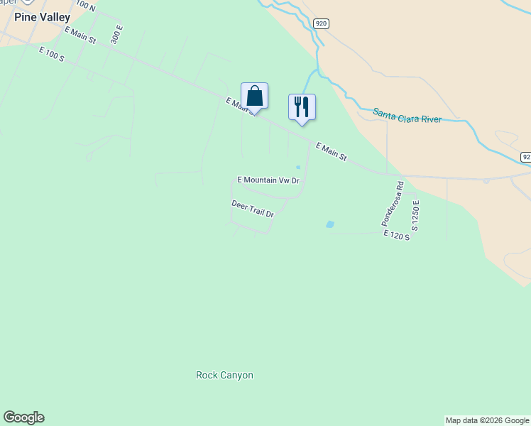 map of restaurants, bars, coffee shops, grocery stores, and more near 880 Deer Trail Drive in Pine Valley