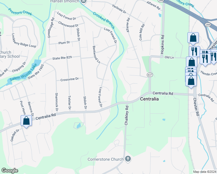 map of restaurants, bars, coffee shops, grocery stores, and more near 4908 Enchanted Lane in Richmond
