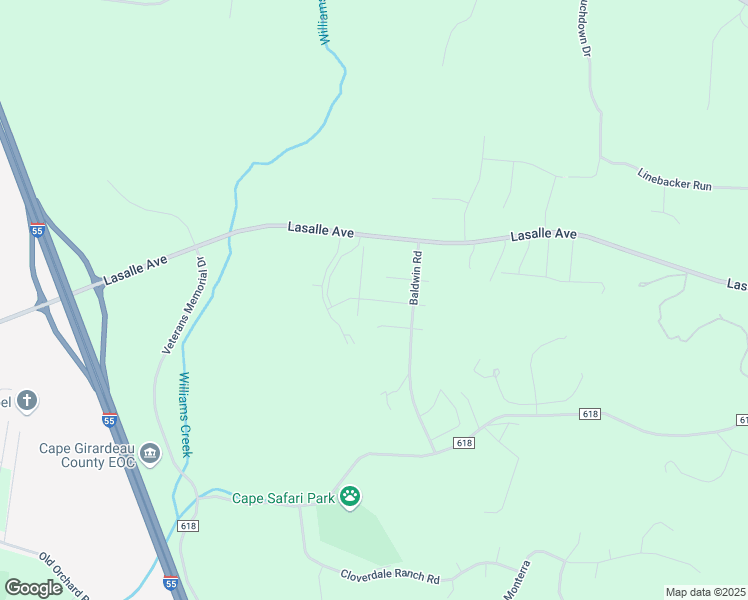 map of restaurants, bars, coffee shops, grocery stores, and more near Summerfield Way in Cape Girardeau