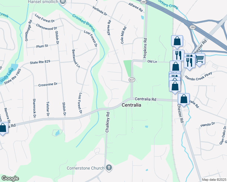 map of restaurants, bars, coffee shops, grocery stores, and more near 10201 Brittonwood Drive in Richmond