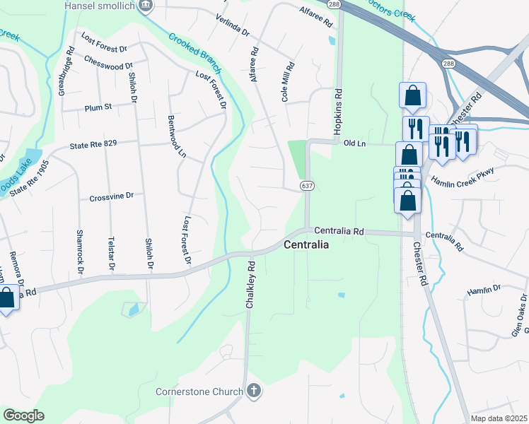 map of restaurants, bars, coffee shops, grocery stores, and more near 10201 Brittonwood Drive in Richmond