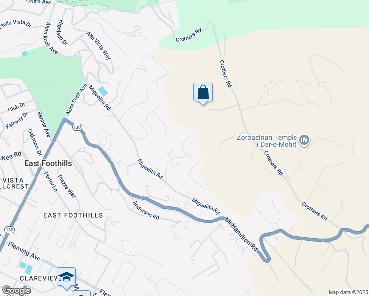 map of restaurants, bars, coffee shops, grocery stores, and more near 15821 Rica Vista Way in San Jose