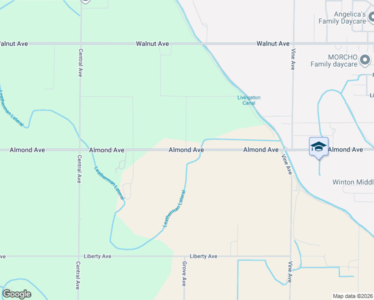 map of restaurants, bars, coffee shops, grocery stores, and more near 8475 Almond Avenue in Winton