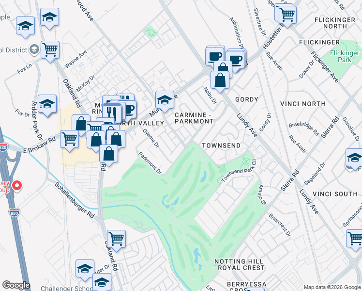map of restaurants, bars, coffee shops, grocery stores, and more near 1253 Sajak Avenue in San Jose