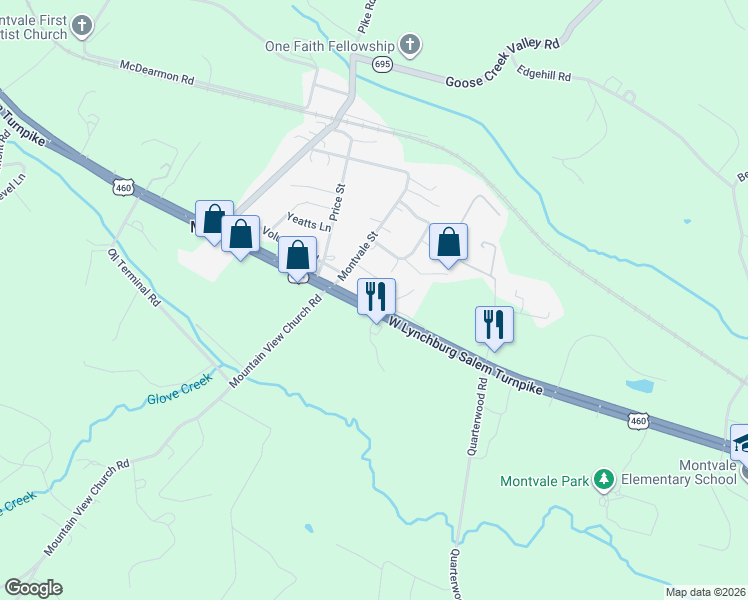 map of restaurants, bars, coffee shops, grocery stores, and more near 10912 U.S. 221 South Highway in Blue Ridge