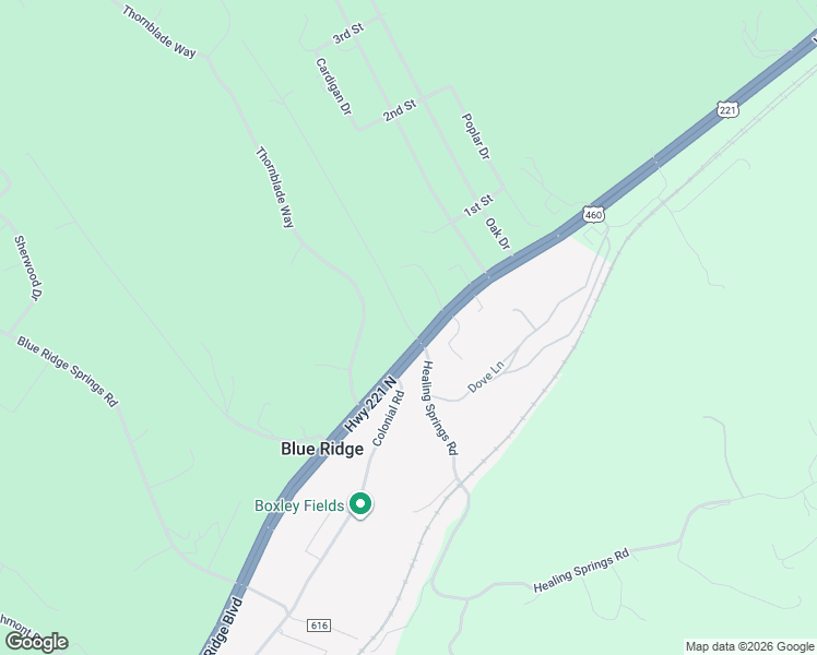 map of restaurants, bars, coffee shops, grocery stores, and more near 1 Fields Avenue in Blue Ridge