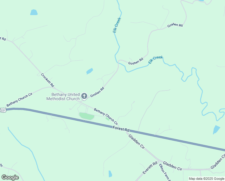 map of restaurants, bars, coffee shops, grocery stores, and more near 1784 Bethany Church Circle in Forest
