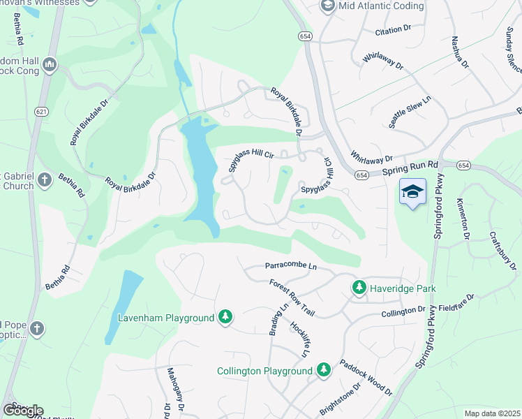 map of restaurants, bars, coffee shops, grocery stores, and more near 9018 Spyglass Hill Turn in Chesterfield