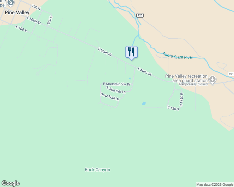 map of restaurants, bars, coffee shops, grocery stores, and more near 924 Spring Creek Lane in Pine Valley