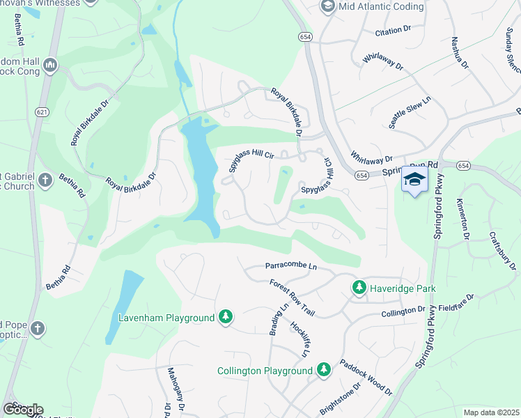 map of restaurants, bars, coffee shops, grocery stores, and more near 9018 Spyglass Hill Turn in Chesterfield