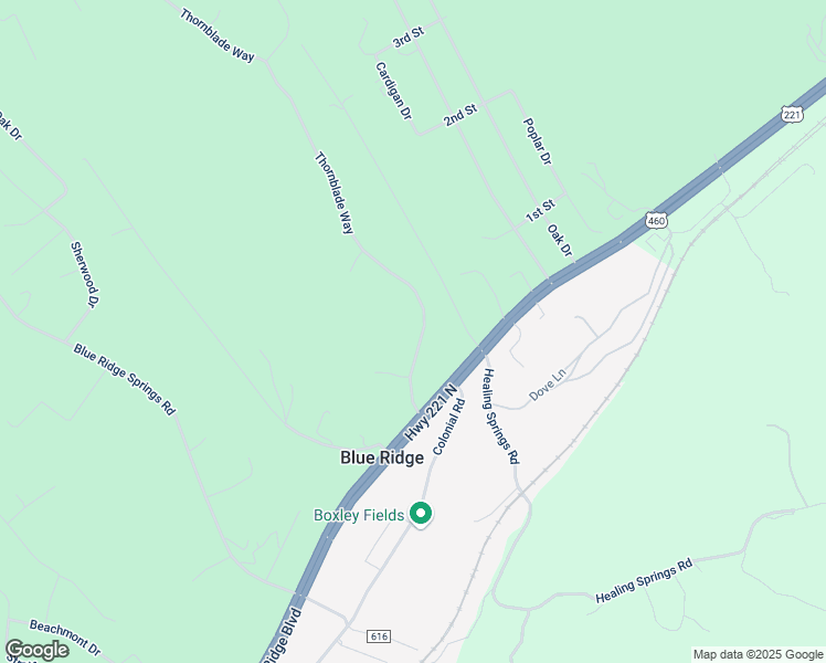 map of restaurants, bars, coffee shops, grocery stores, and more near 187 Thornblade Way in Blue Ridge