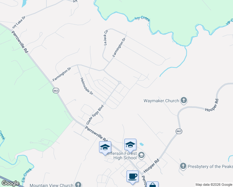 map of restaurants, bars, coffee shops, grocery stores, and more near 990 Brewington Drive in Forest