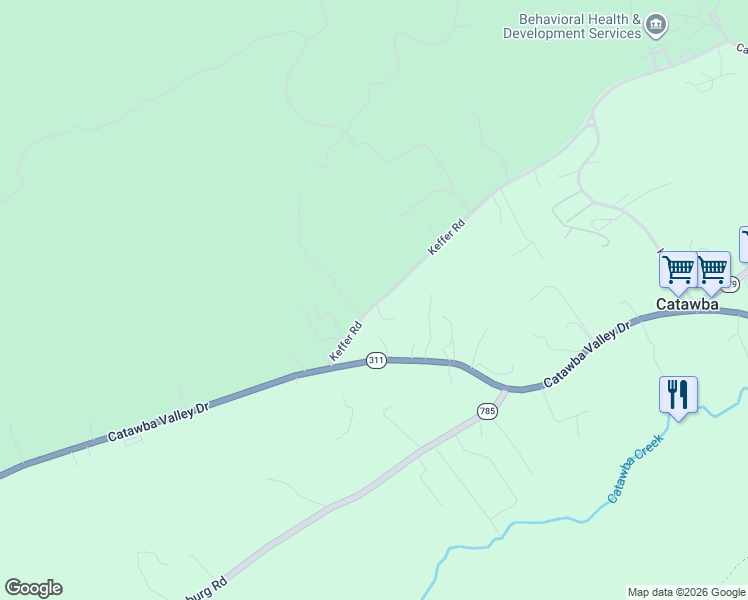 map of restaurants, bars, coffee shops, grocery stores, and more near 5380 Keffer Rd in Catawba