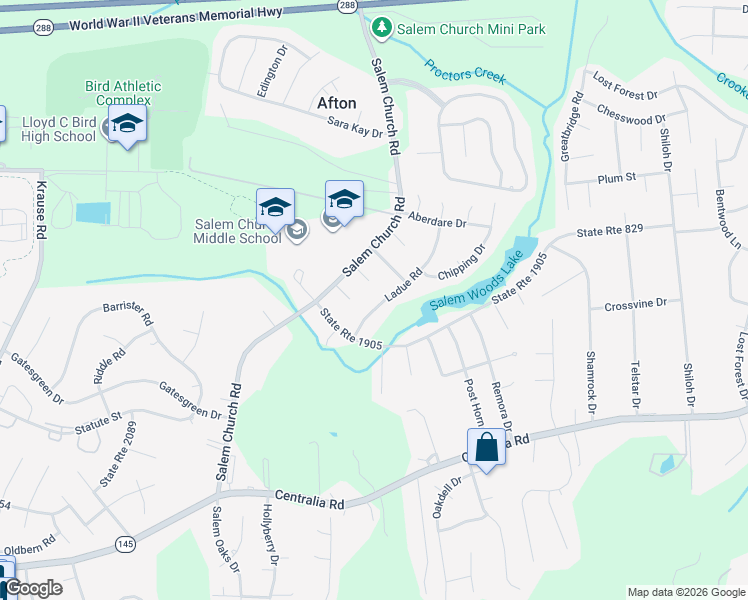 map of restaurants, bars, coffee shops, grocery stores, and more near 9718 Ladue Road in Richmond