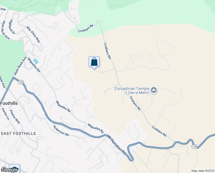 map of restaurants, bars, coffee shops, grocery stores, and more near 10615 Crothers Road in San Jose