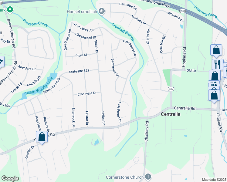 map of restaurants, bars, coffee shops, grocery stores, and more near 9545 Heather Ridge in Richmond