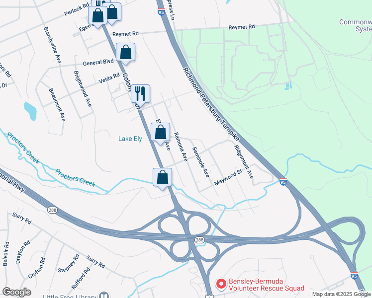 map of restaurants, bars, coffee shops, grocery stores, and more near 10425 Ramona Avenue in Richmond