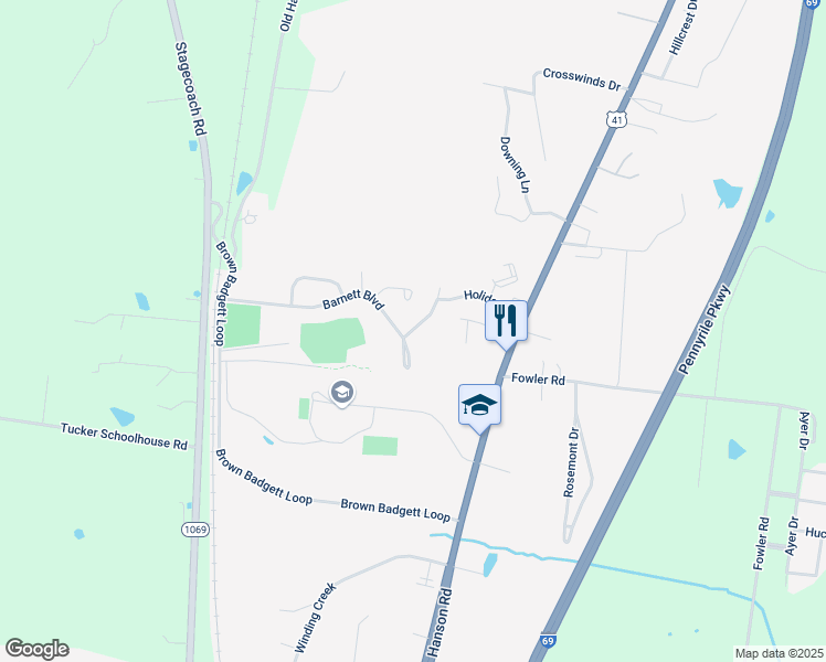 map of restaurants, bars, coffee shops, grocery stores, and more near 122 Northaven Drive in Madisonville