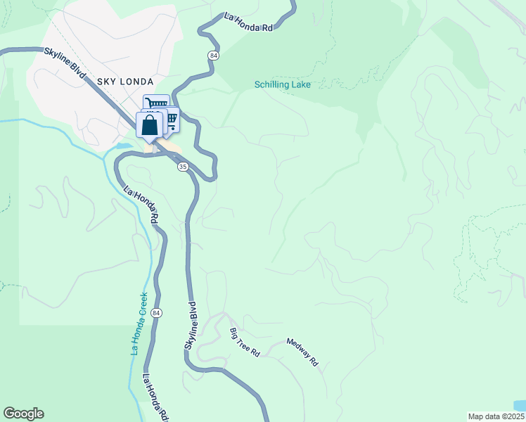map of restaurants, bars, coffee shops, grocery stores, and more near 320 Grandview Drive in Woodside