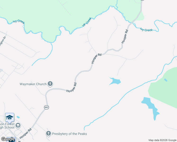map of restaurants, bars, coffee shops, grocery stores, and more near 2130 Hooper Road in Forest