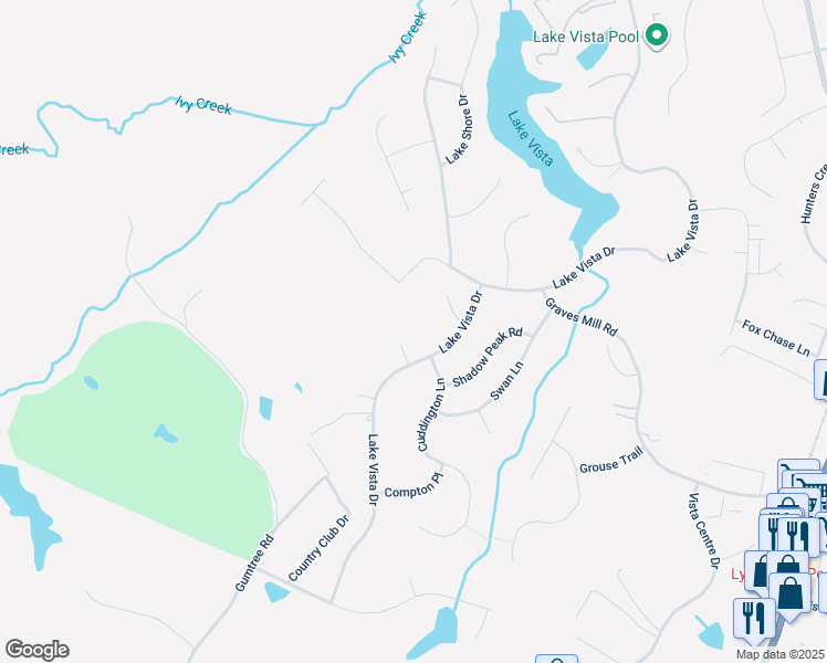 map of restaurants, bars, coffee shops, grocery stores, and more near 1031 Little Pine Circle in Forest