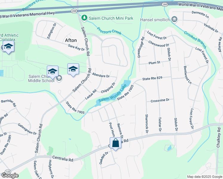 map of restaurants, bars, coffee shops, grocery stores, and more near 9541 Chipping Drive in Richmond