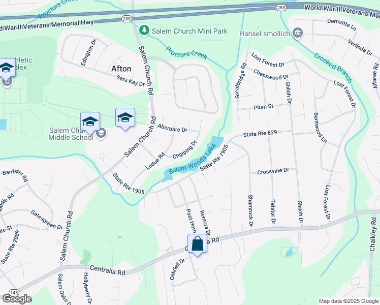 map of restaurants, bars, coffee shops, grocery stores, and more near 9541 Chipping Drive in Richmond