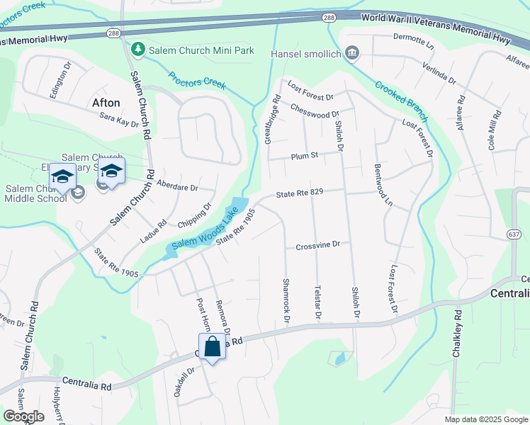 map of restaurants, bars, coffee shops, grocery stores, and more near 9506 Shamrock Drive in Richmond