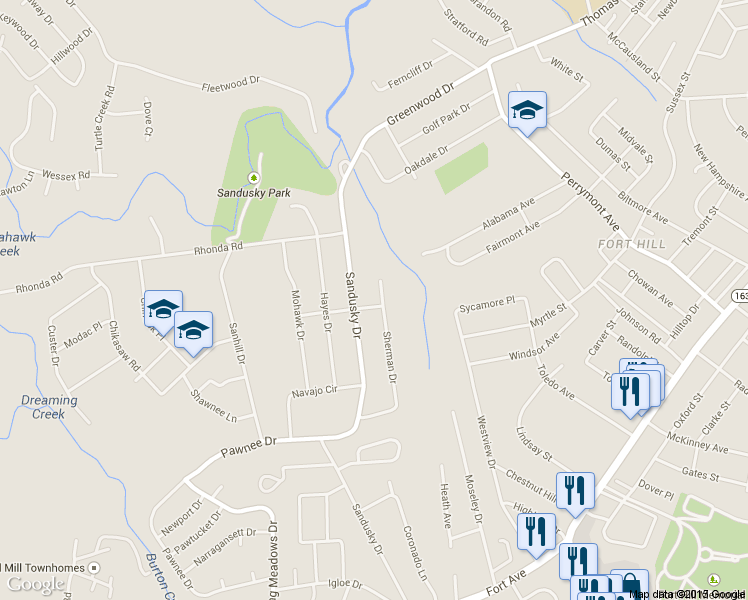 map of restaurants, bars, coffee shops, grocery stores, and more near 633 Sherman Drive in Lynchburg
