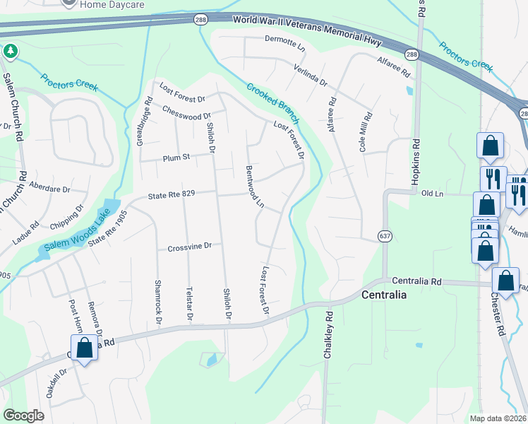 map of restaurants, bars, coffee shops, grocery stores, and more near 9530 Bentwood Lane in Richmond