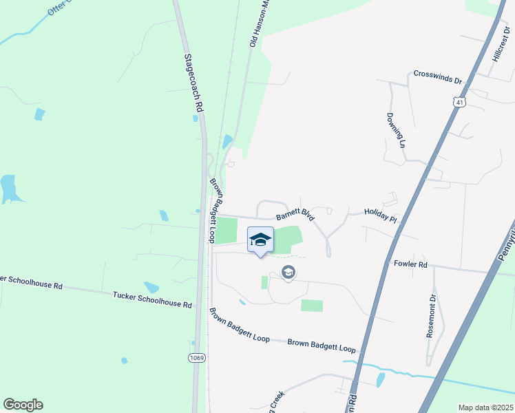 map of restaurants, bars, coffee shops, grocery stores, and more near 174 Lulu Circle in Madisonville