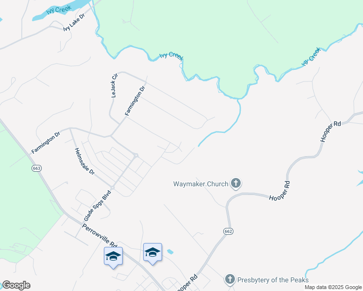 map of restaurants, bars, coffee shops, grocery stores, and more near 1300 Stoney Ridge Boulevard in Forest