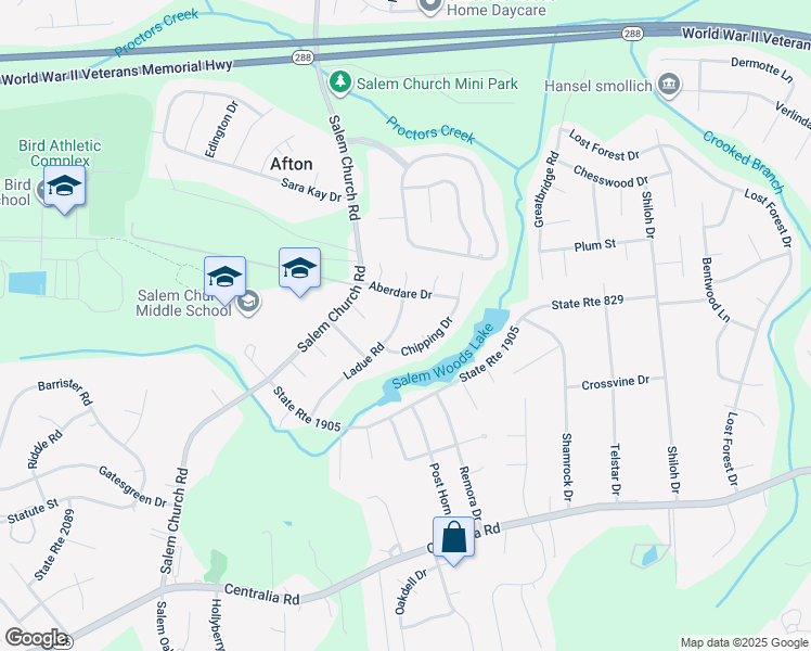 map of restaurants, bars, coffee shops, grocery stores, and more near 9523 Ladue Road in Richmond