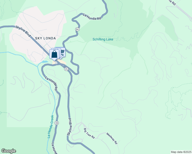 map of restaurants, bars, coffee shops, grocery stores, and more near 280 Grandview Drive in Woodside