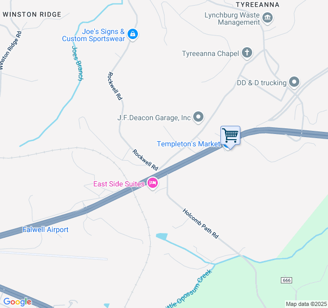 map of restaurants, bars, coffee shops, grocery stores, and more near 4809 Tyreeanna Road in Lynchburg
