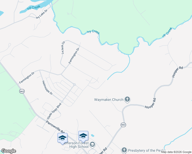 map of restaurants, bars, coffee shops, grocery stores, and more near 1715 Helmsdale Drive in Forest