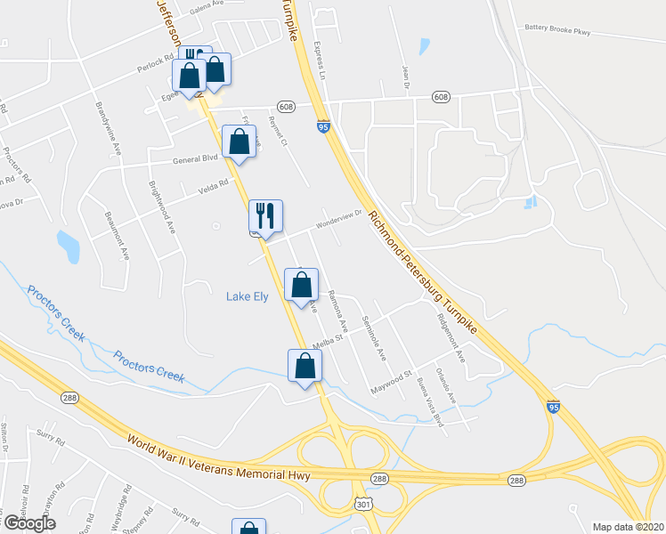 map of restaurants, bars, coffee shops, grocery stores, and more near 10345 Ramona Avenue in Richmond