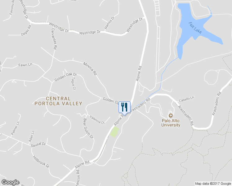 map of restaurants, bars, coffee shops, grocery stores, and more near 435 Golden Oak Drive in Portola Valley