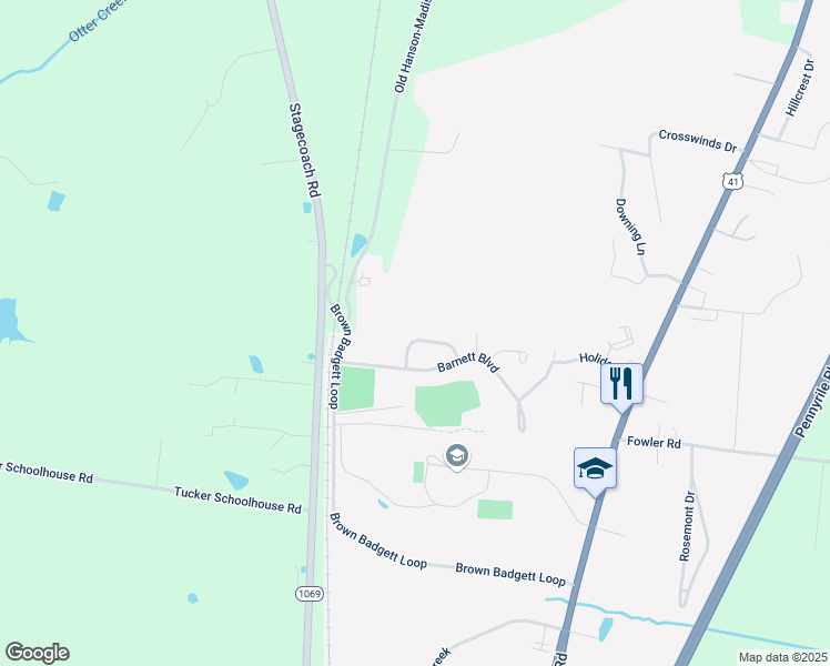 map of restaurants, bars, coffee shops, grocery stores, and more near 174-398 Lulu Cir in Madisonville