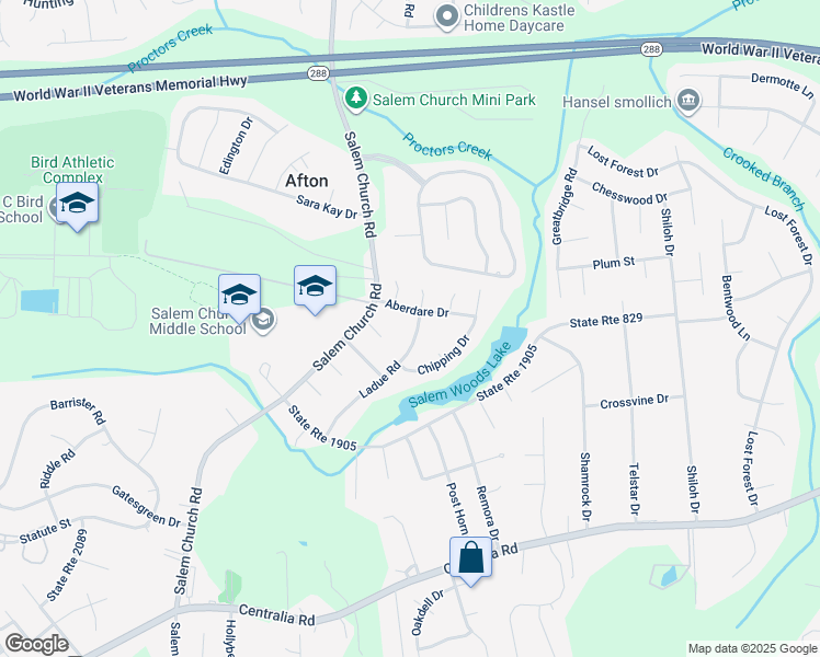 map of restaurants, bars, coffee shops, grocery stores, and more near 9512 Ladue Road in Richmond