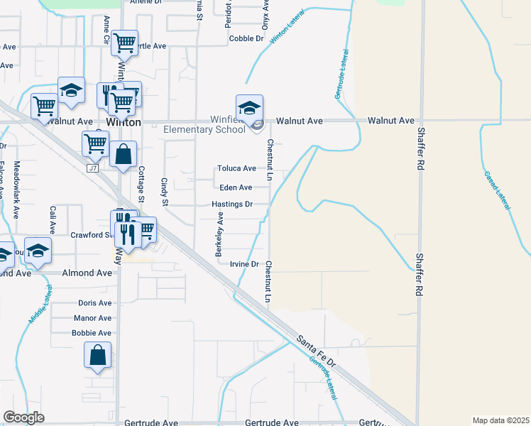 map of restaurants, bars, coffee shops, grocery stores, and more near 6518 Aggies Court in Winton