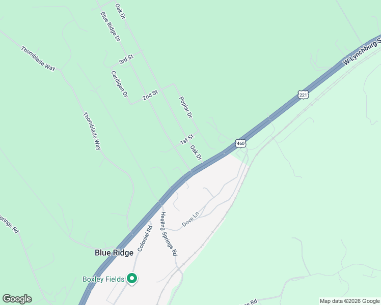 map of restaurants, bars, coffee shops, grocery stores, and more near 1-125 State Route 1501 in Blue Ridge