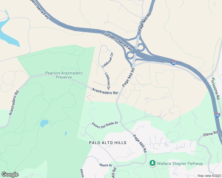 map of restaurants, bars, coffee shops, grocery stores, and more near Amherst Court in Los Altos Hills
