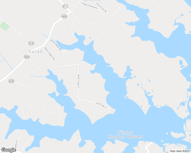 map of restaurants, bars, coffee shops, grocery stores, and more near 377 Wolf Trap Lane in Onemo