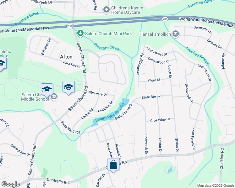map of restaurants, bars, coffee shops, grocery stores, and more near 9407 Chipping Drive in Richmond