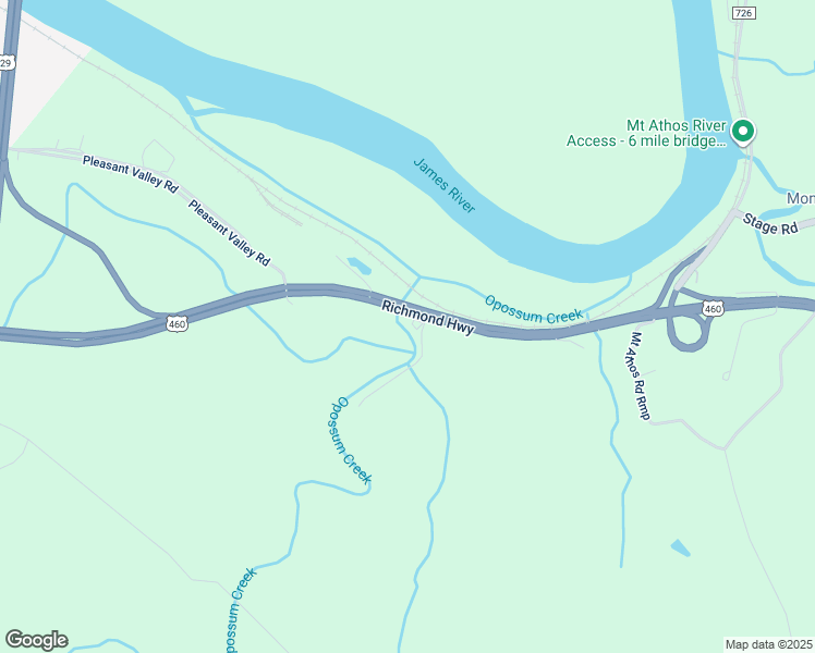 map of restaurants, bars, coffee shops, grocery stores, and more near 6543 Richmond Highway in Lynchburg