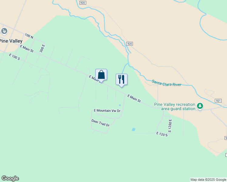 map of restaurants, bars, coffee shops, grocery stores, and more near 10 South 900 East in Pine Valley